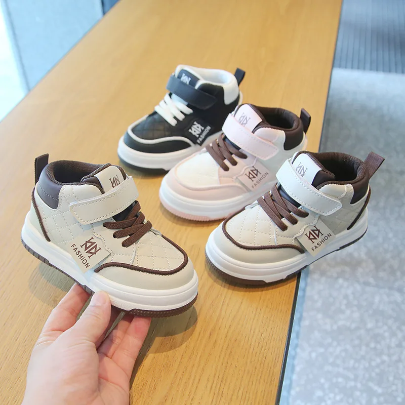 High-top Boys Girls Casual Shoes Spring Autumn Breathable Non-slip Slip-on Sneakers Babies Children Running Shoes Kids Trendy