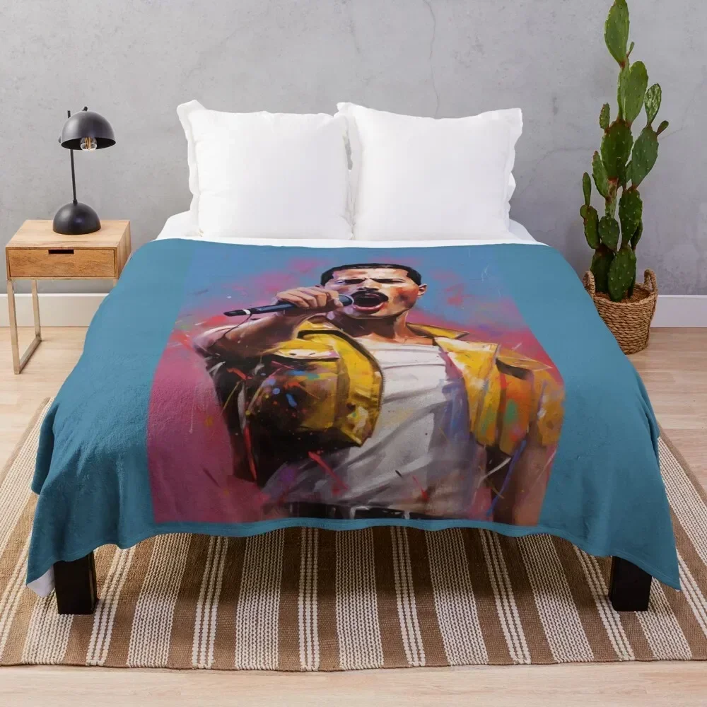 Freddie Mercury is singing Throw Blanket funny gift Designers Sleeping Bag Blankets