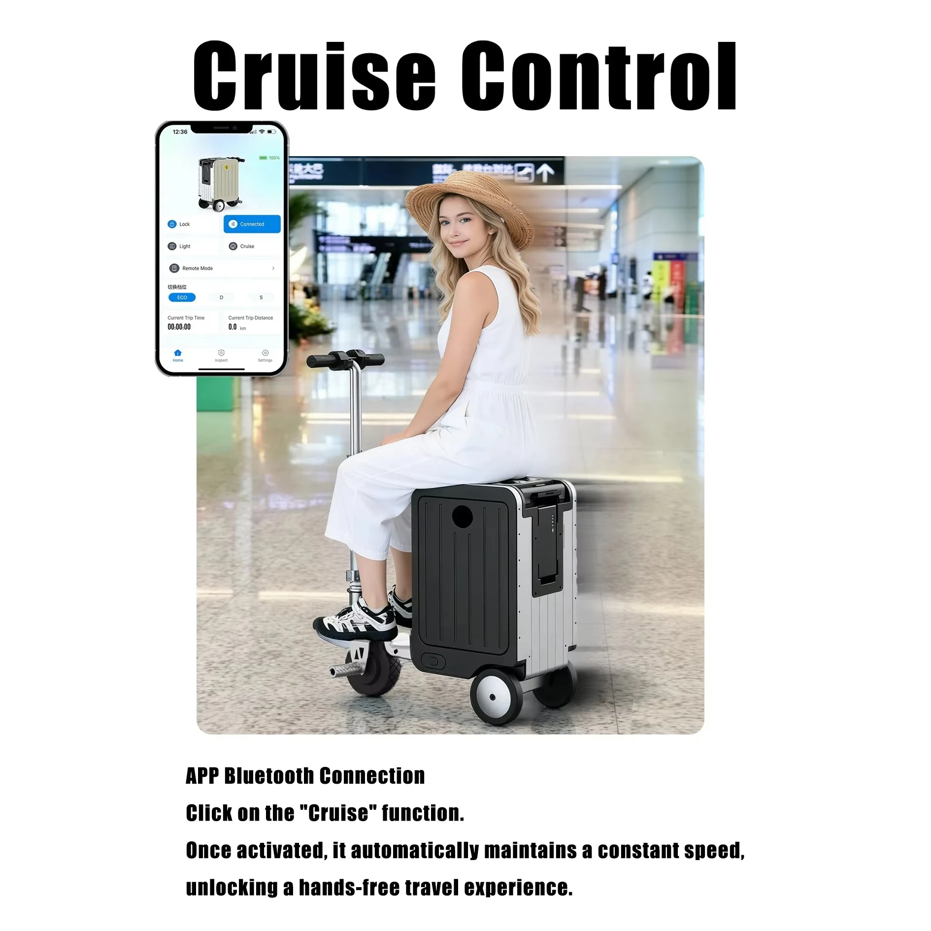 FUTURE JOY Flight Certified 20'' Smart Suitcase | Aluminum Build & TSA Combination Lock
