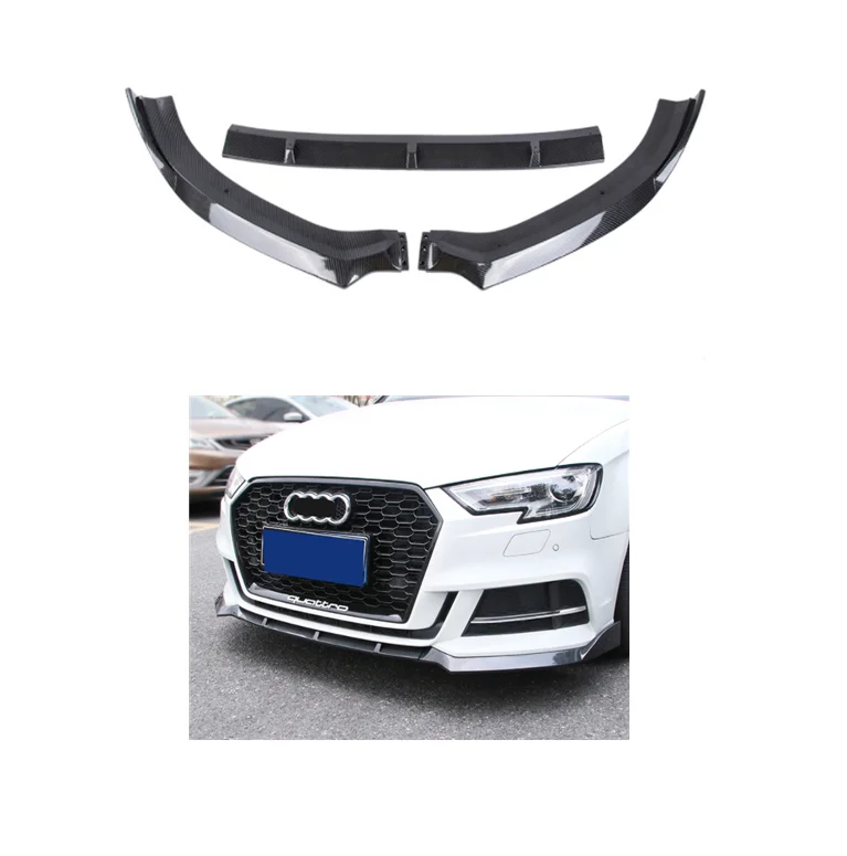 Automotive Parts Front Bumper Lip For 2017-2020 Audi A3 8V Facelift Sport 3PCS Car Bumper Front Lip