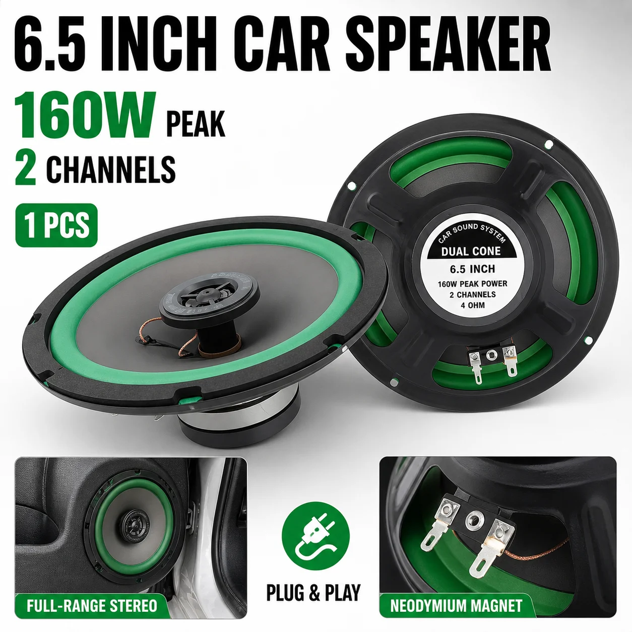 1PC 6.5 Inch Car Speakers Coaxial Subwoofer Universal Automotive Audio HiFi Music Full Range Frequency Car Stereo Speaker