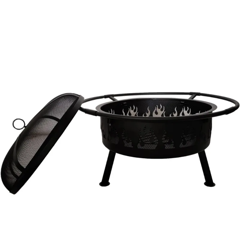 Round Large Bonfire Wood Burning Backyard Outdoor Firepit Fireplace Oven Stove Warmer