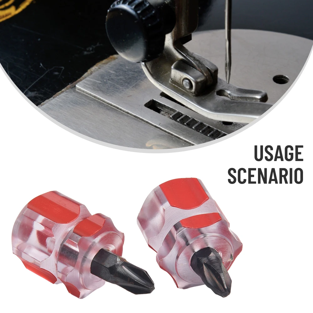 

2pcs Portable Small Flat Head Cross-Head Screw Driver Screwdriver Anti-slip Short Handle Repair Machines Hand Tools