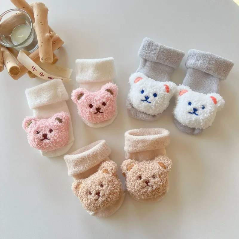 

Cute Cartoon Bear Warm Baby Socks for Non-slip Floor, Toddler Boy Girl Autumn Winter