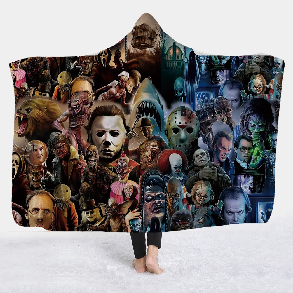 New Hooded Blanket Cape Magic Hat Blanket Children's Blankets Nap Blankets Horror Movie Series Hooded Blanket