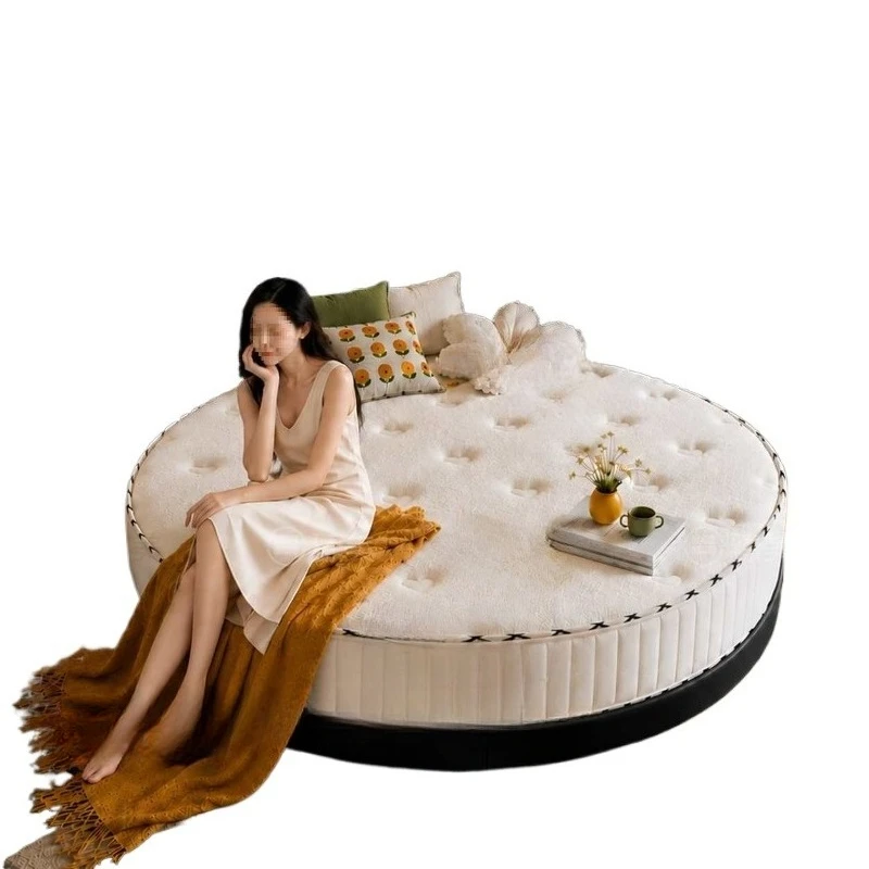 Round bed double master bedroom wedding bed, light luxury atmosphere luxury soft package hotel homestay large round bed simple