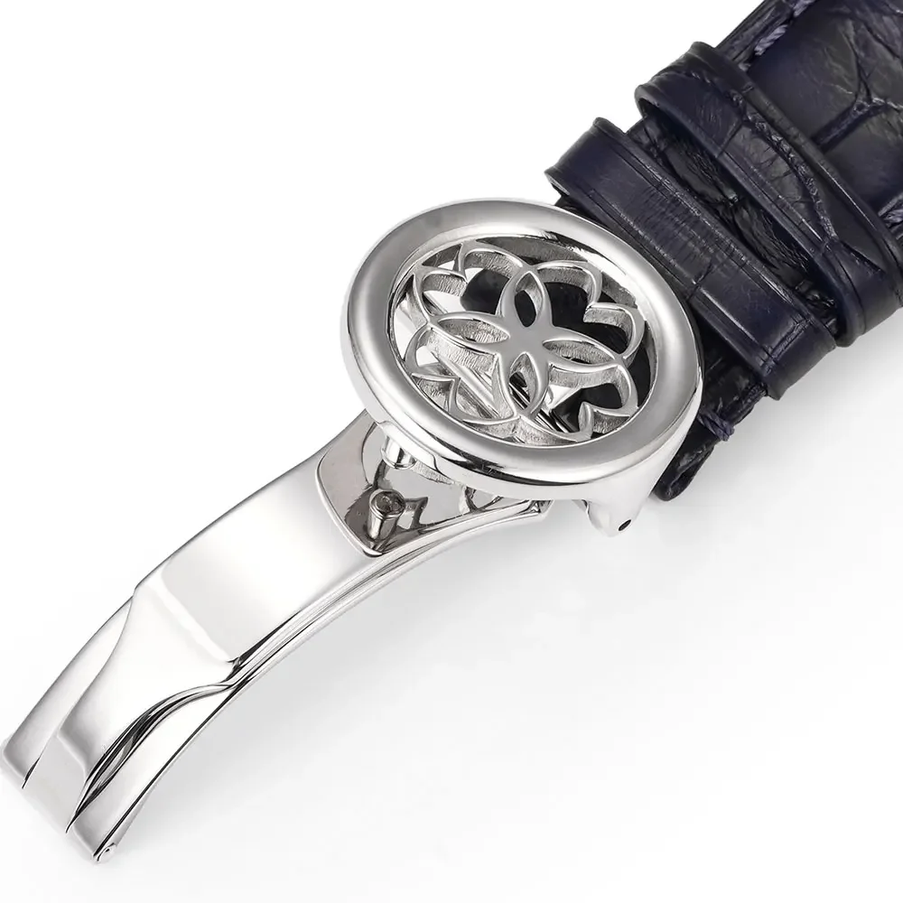 HUASUO Luxury Double Tourbillon Orologi da uomo 45mm Laca Madreperla Quadrante con pietre preziose Shanghai Movimento intagliato personalizzato