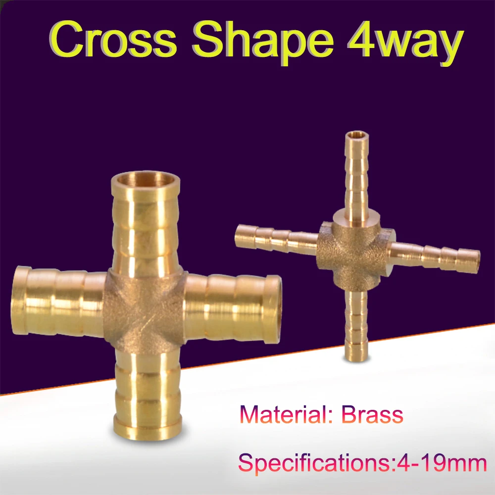 

1-5Pcs Cross Shape Fittings Connector Copper Pagoda Air Fuel Water Tube Brass Barb Pipe Fitting Joint Coupler Adapter For 4-19mm