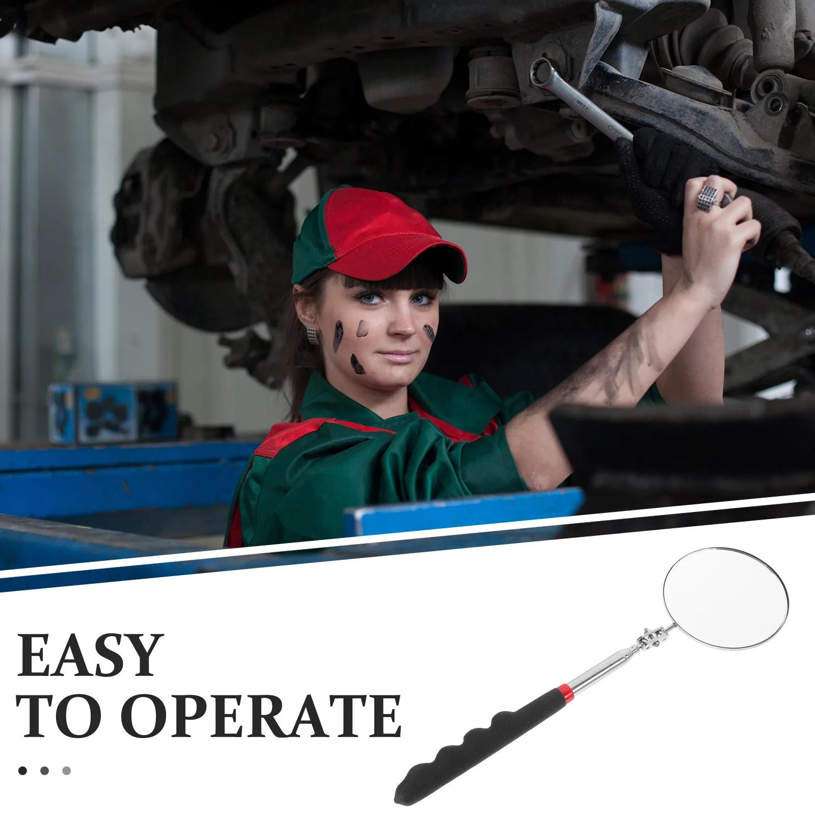 

Inspection Mirror Telescoping Adjustable Round Lens Extendable Mechanic Flexible Mirror for Vehicle Maintenance Repair