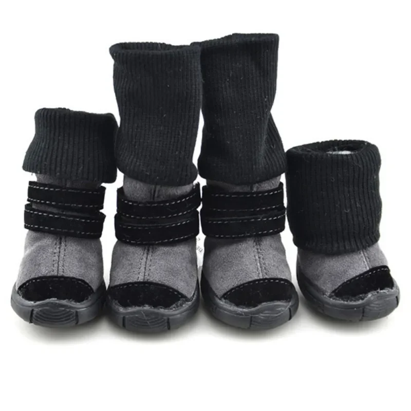 4 Pcs/Set Pet Winter Autumn High Tops Snow Boots Casual Velvet Warm Slip-Resistant Shoes For Small Medium Dog Boots Greyhound