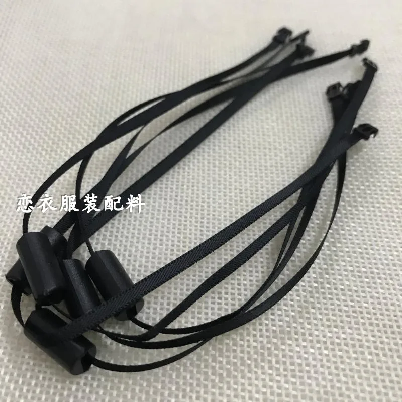 500pcs Double Plug Ribbon Tag Seal Garment Tags Hang String plastic Snap Lock Pin Loop Fastener Hook Ties Accessories L=25cm