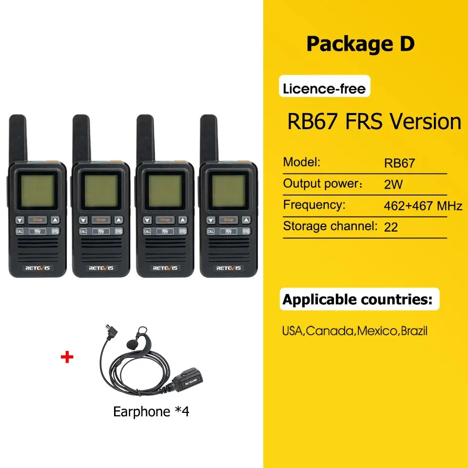 Retevis RB667 Walkie-Talkie 2er/4er-Set PMR446/FRS Tragbares Typ-C Lizenzfreies Zweiwege-Funkgerät mit 1,44 Zoll LCD-Display für Camping