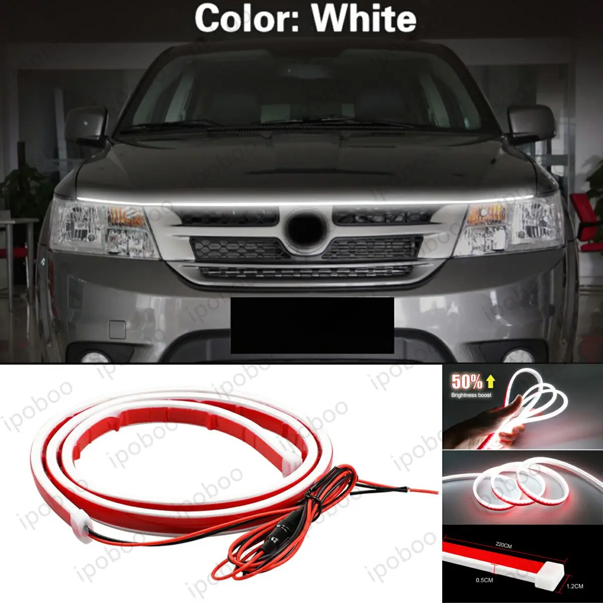 

86" LED Hood Light Strip For Fiat Freemont 2012-2014 Flexible Dynamic Scan Start Up Hoodbeam Kit Engine Cover Decoration Light