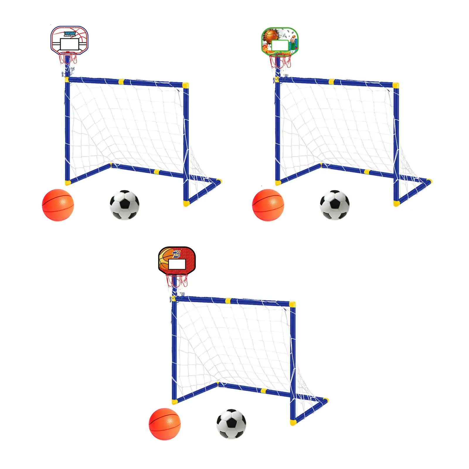 

Basketball Hoop with Soccer Goal, Foldable Soccer Goal Basketball Stand for Boys