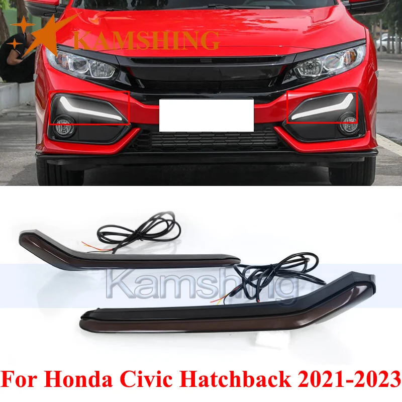 

CAPQX 1 пара светодиодных дневных ходовых огней для Honda Civic Hatchback 2021-2023, передний бампер, противотуманные фары, сигнальные огни, фары для вождения