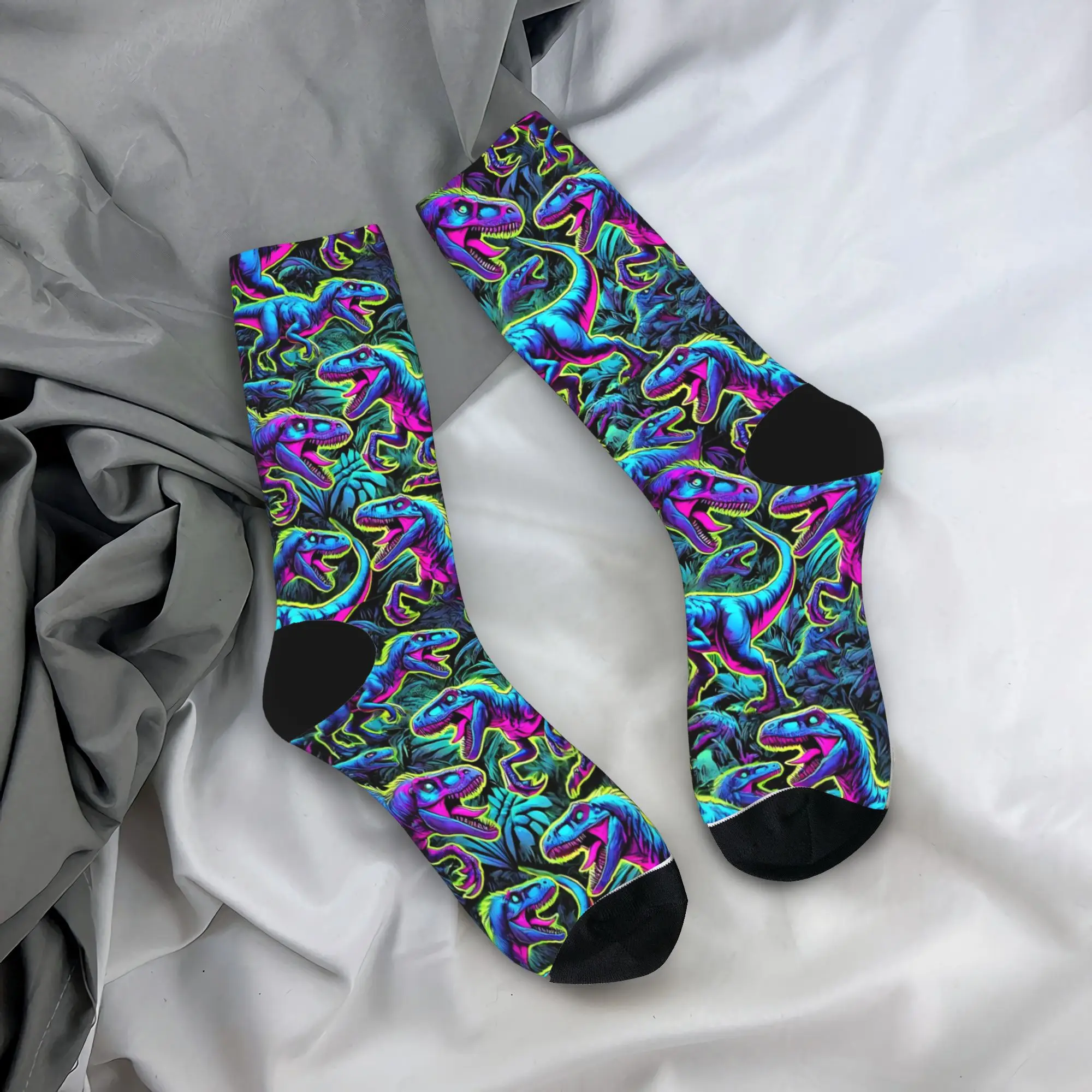 

Men Socks Rainbow Dinosaur Themed Stockings Anti Bacterial Quality Socks Winter Fashion Pattern Running Sports Socks