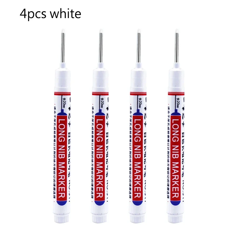 4/12 Stuks Waterdichte Lange Kop Markers Diep Gat Marker Pen Voor Metalen Timmerman Rood/Zwart/Blauw/groene Inkt Houtbewerking Gereedschap Marker