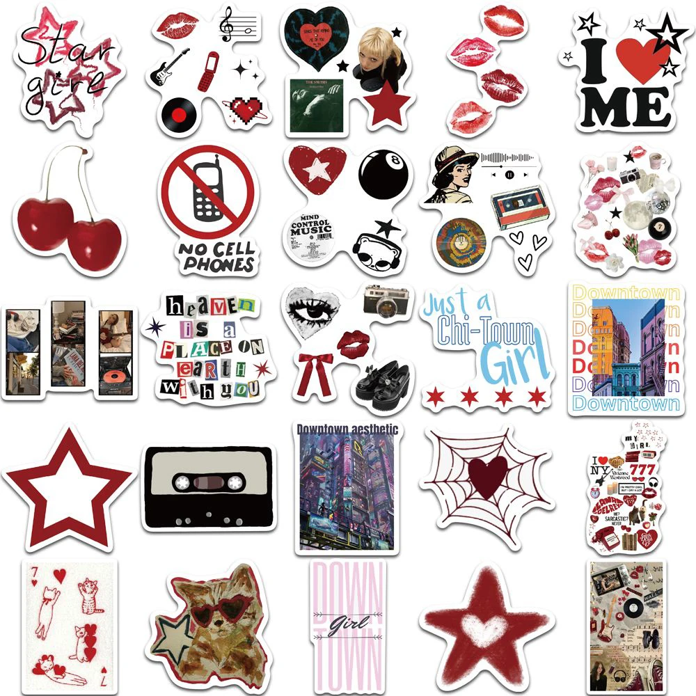 10/30/50 Stuks Retro Centrum Y 2K Meisjes Graffiti Stickers Esthetische Stickers Notebook Laptop Koffer Cartoon Sticker Kind Speelgoed