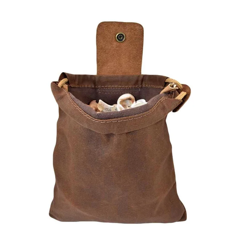 Medieval Style Leather and Canvas Storage Fruit Picking Outdoor Bag Waist Tool Holster Multifunctional Bag