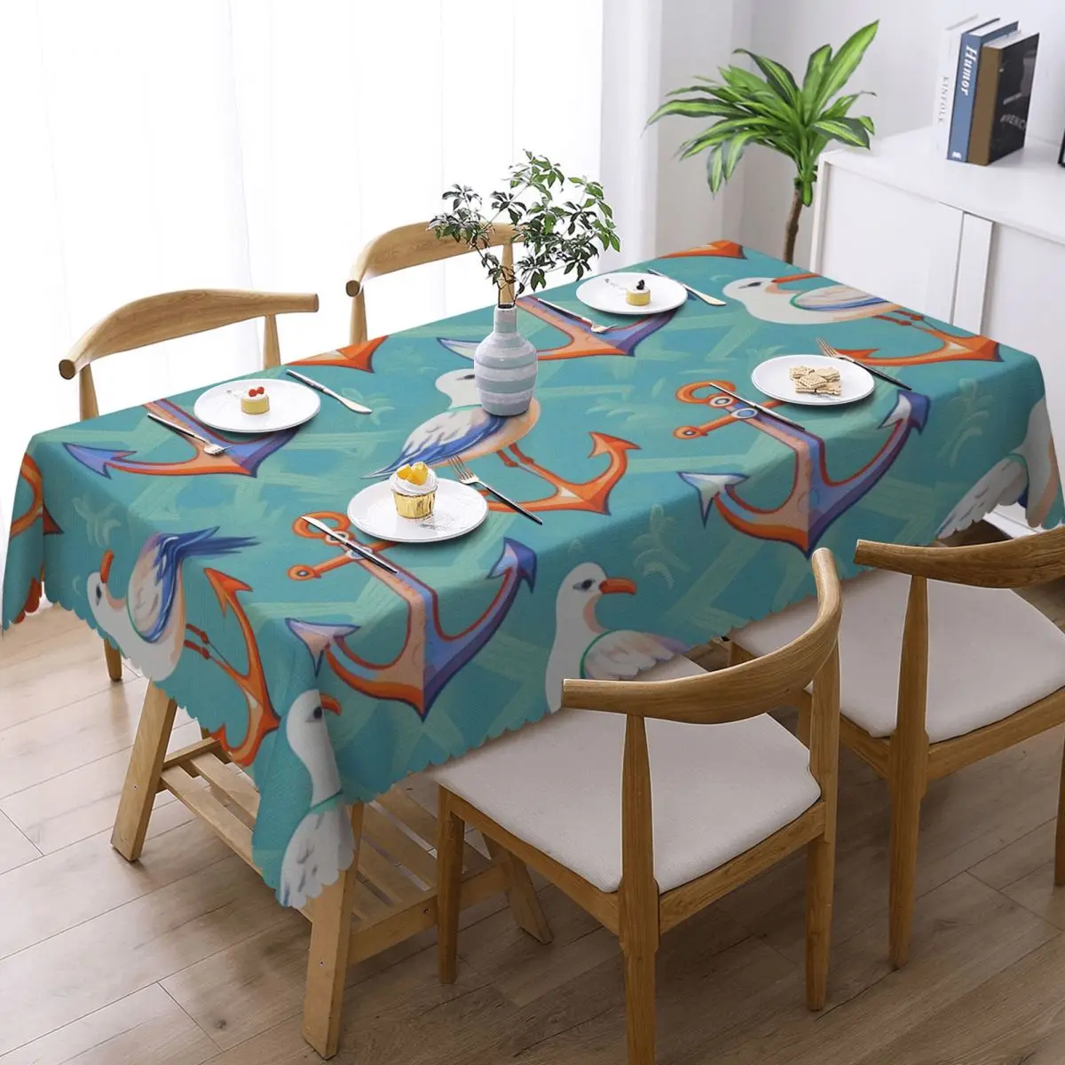 Custom Rectangular Fitted Nautical Sailors Table Cloth Oilproof Tablecloth Outdoor 40