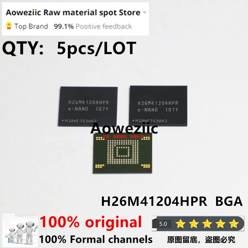 

Aoweziic 100% новый оригинальный H26M41204HPR H26M41204 BGA-153 eMMC версия 5.1 8 ГБ