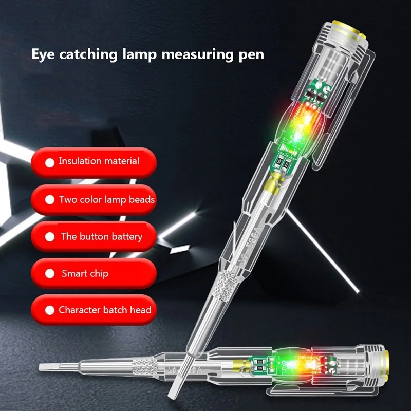 Probador de voltaje inteligente, bolígrafo Detector de potencia de inducción de 24/70-250V, destornillador eléctrico, indicador de circuito