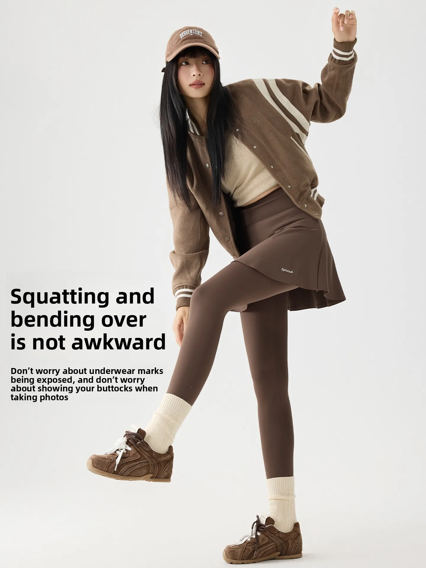 Bla falso duas peças quente fce forrado yoga fitn arcaskin calças de cintura alta leggings longos outerwear feminino para outono inverno