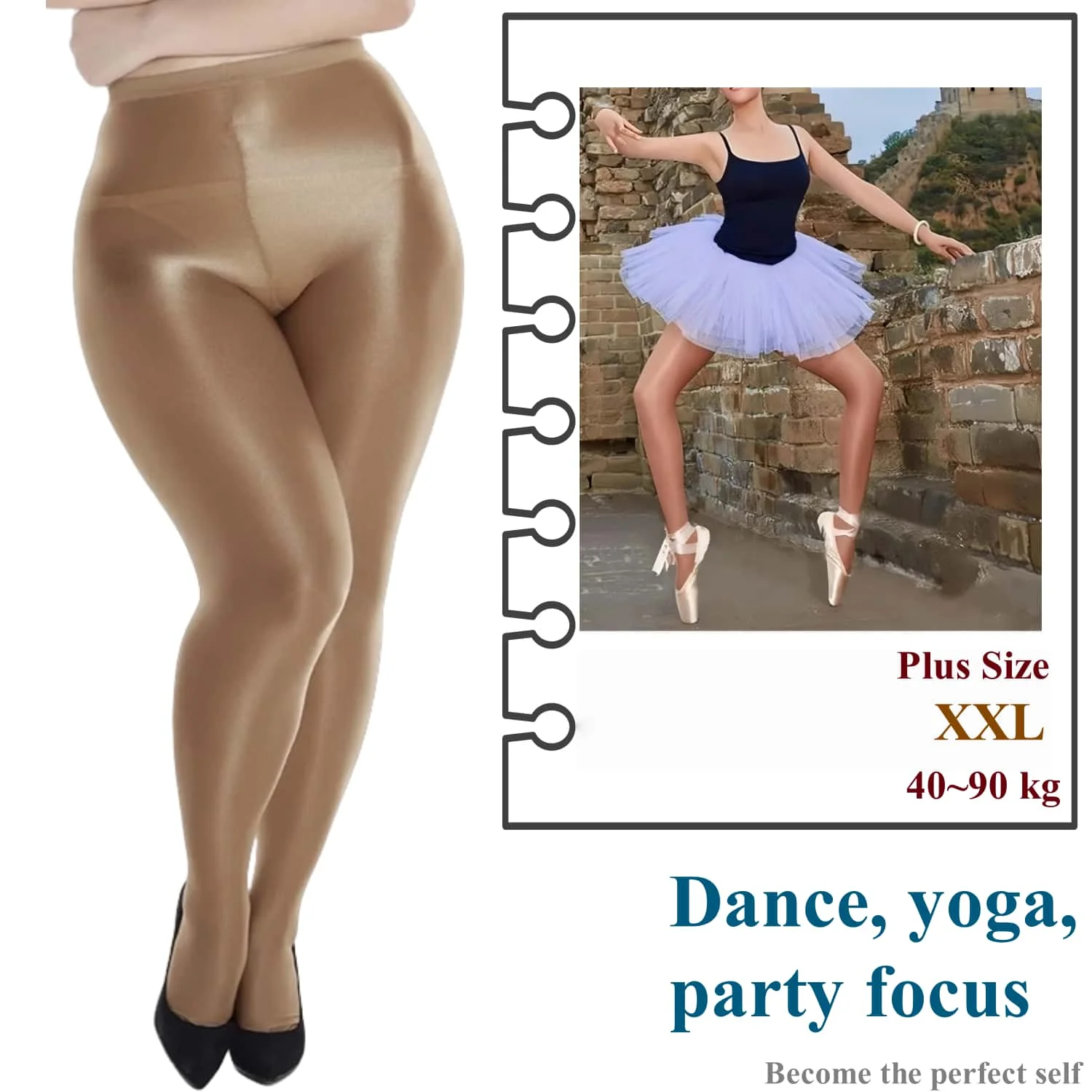 

70D Oil Glossy Reflective Silk Plus Large Size High Waist Elastic Pantyhose Stockings Tights for Oversized Women Night Club Wear