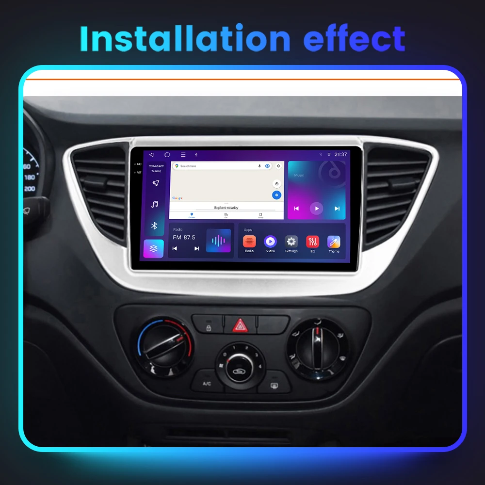 2 Din Wireless Car-Play Auto BT DSP Car Android Radio Multimedia Player GPS Stereo Audio For Hyundai Solaris 2 Verna 2017 - 2018