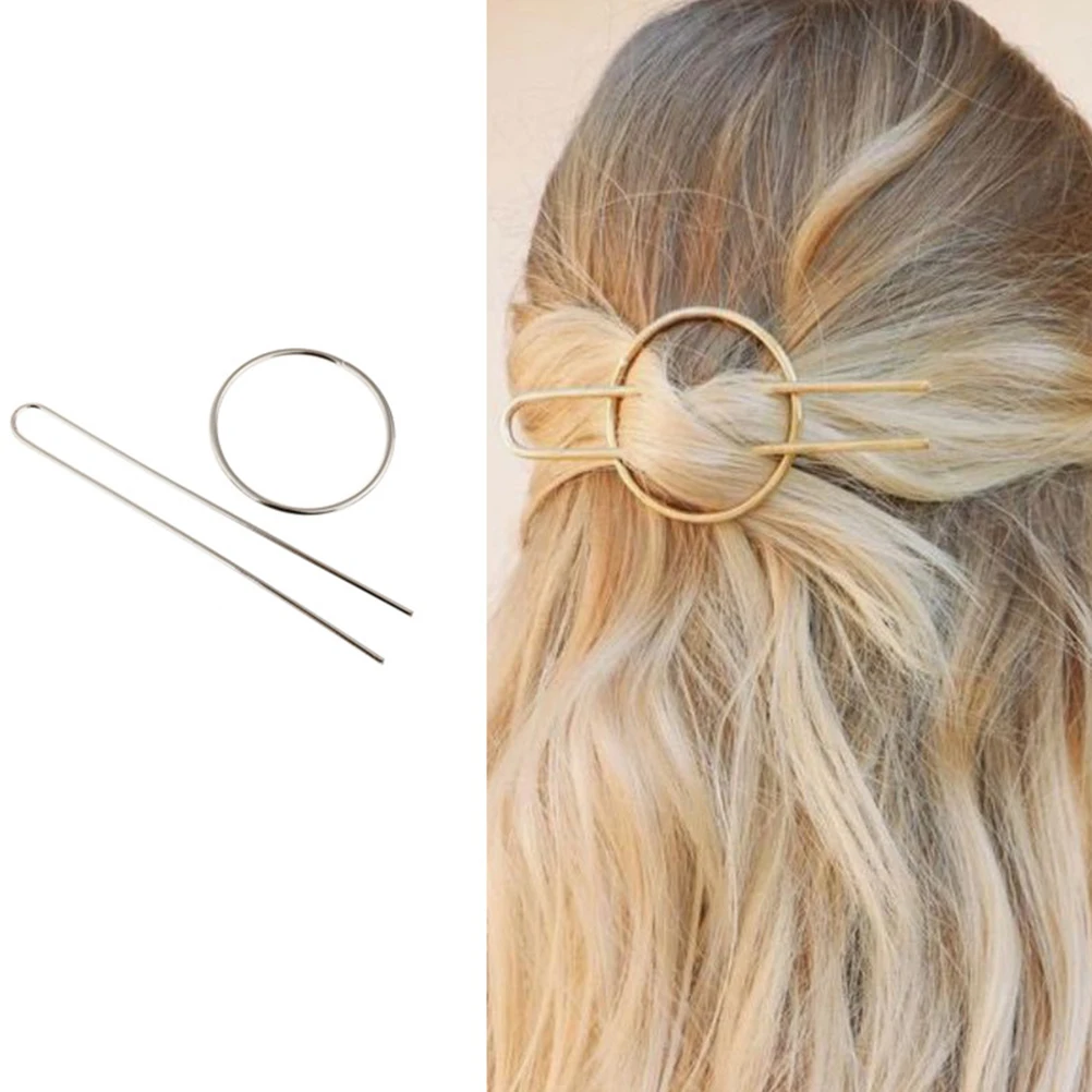 

4 Sets Metal Hairpins U-Shaped Alloy Hair Sticks Bun Clips Simple Elegant Decorative Accessories for Women Girls Daily Party Use