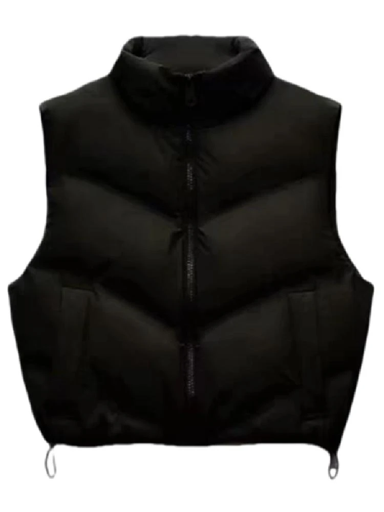 

Faionable Autumn Winter Svel Stand Collar Pred Gasket Casual ort Vest Versatile Slim Fit Zipper Closure Ladies Vest