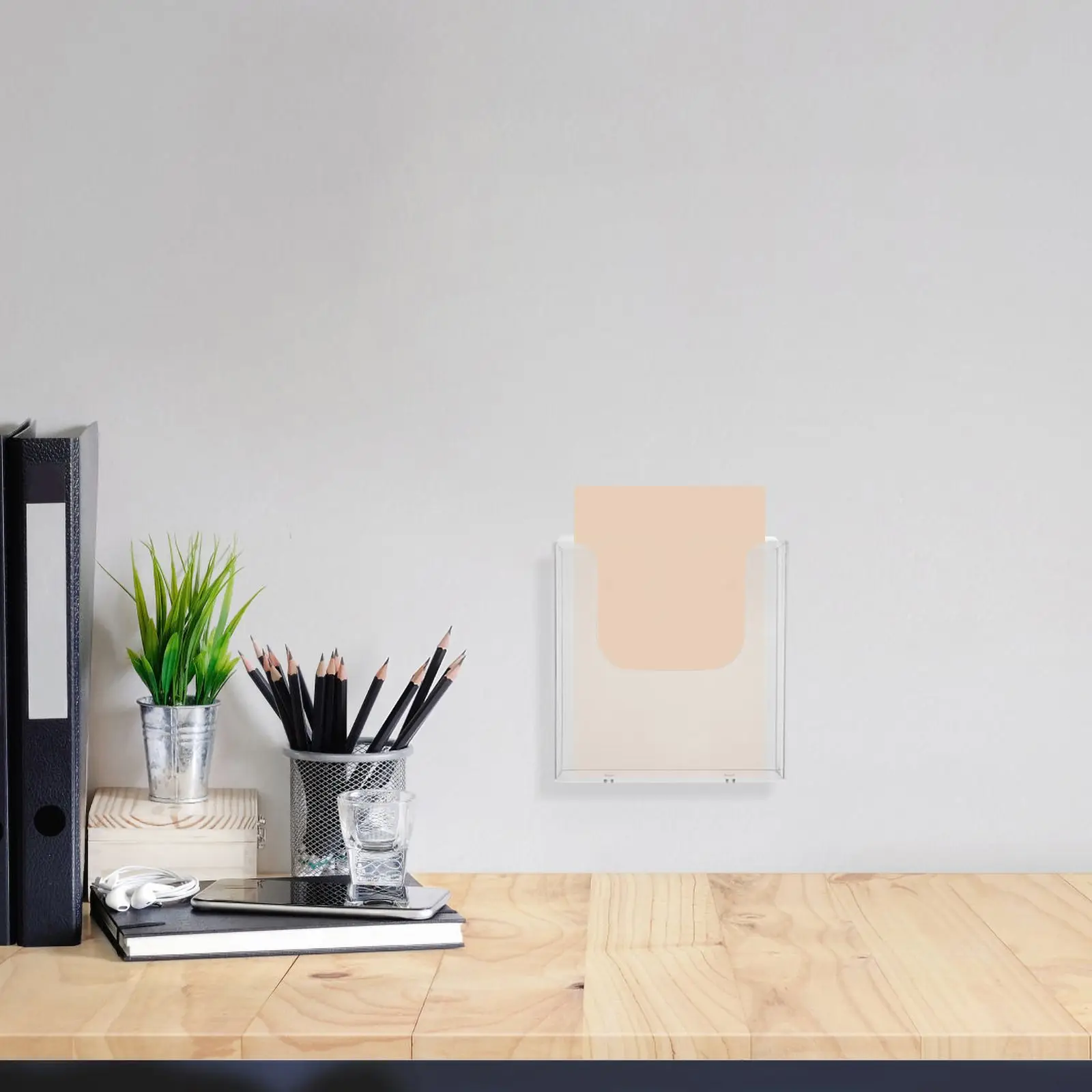 Wall Mount File Rack Transparent Office Organizer For Documents Magazines Pamphlets Sturdy Storage Holder Desk