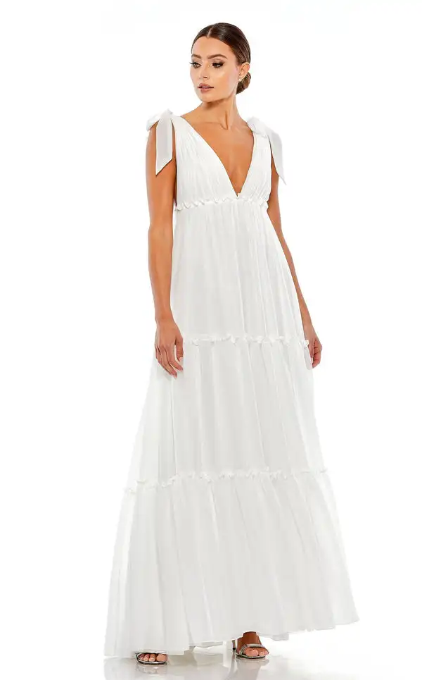 

Customized Elegant Simple Chiffon Bow Draped A-line V-neck Long Dresses Bespoke Occasion Dresses Casual Sizes Available Matching