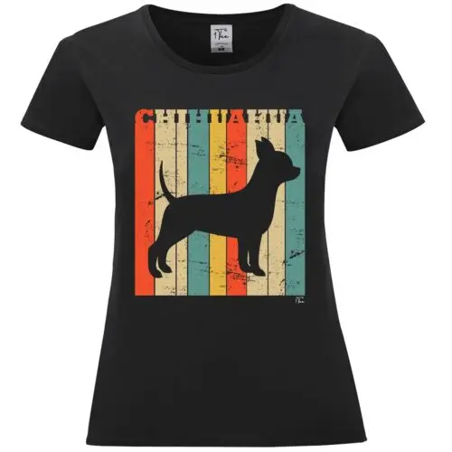 Polarshe-feminino's Chihuahua Dog Breed Retro T-Shirt, 1Tee, colorido