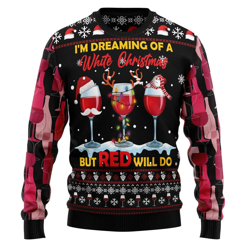 Ugly Christmas Sweater For Men Funny Santa Claus Graphic Winter Warm Pullover Casual Loose Fit Christmas Sweatshirt