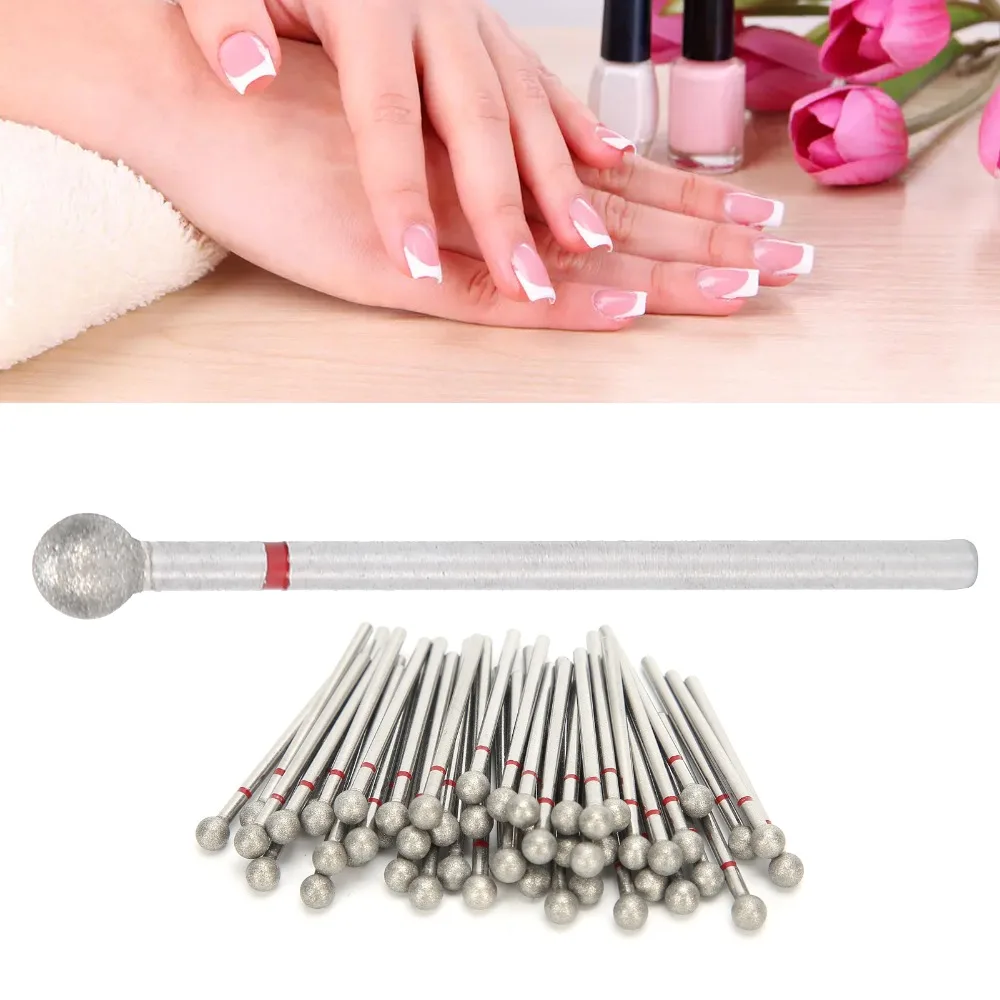 50pcs Spherical Shape Nail Drill Bits 5mm Diameter 50pcs Nail Grinding Heads Nail File Bits Dead Skin Removal Manicure Drill Set