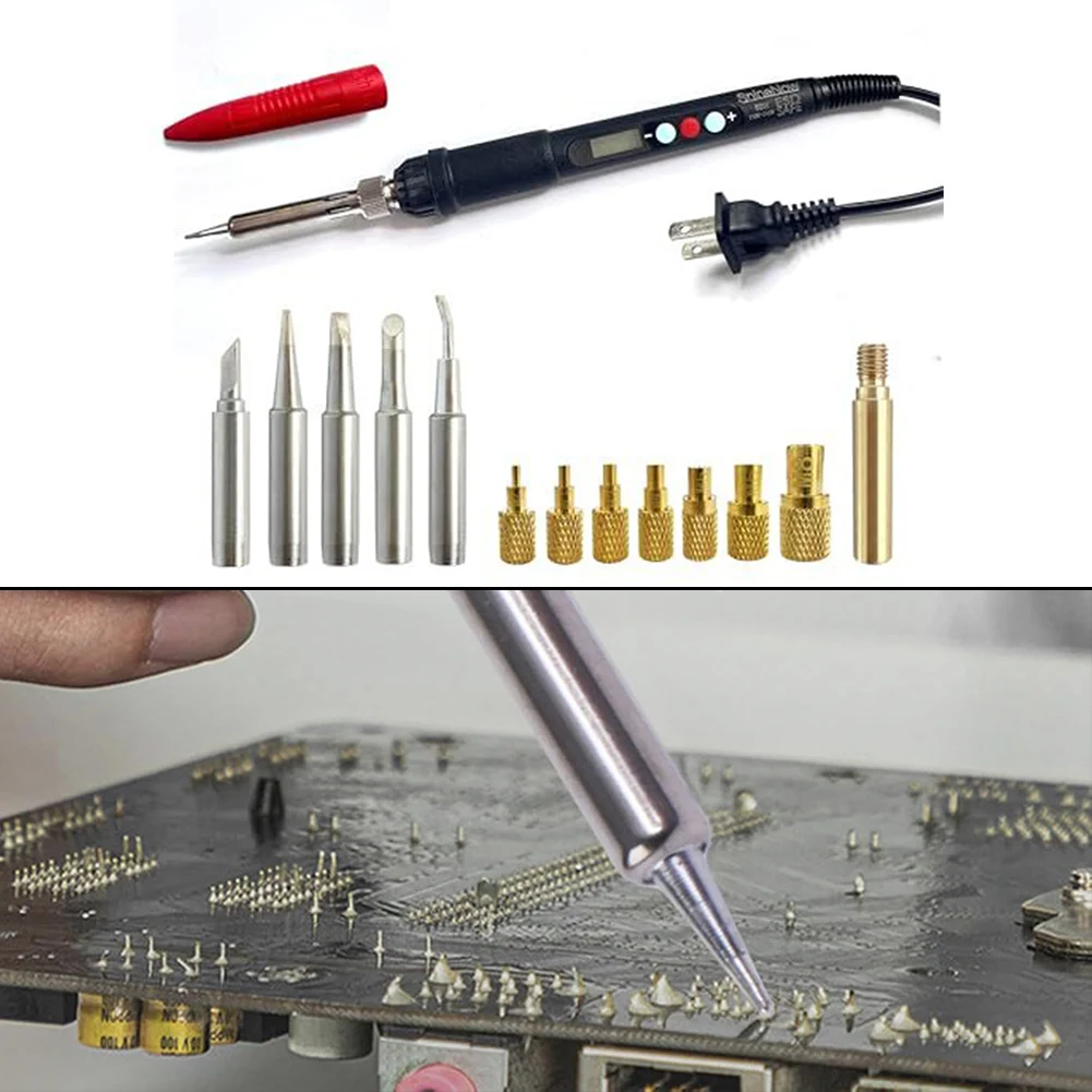 Digital Display 60W Soldering Iron with Fast Heating and Multiple Hot Melt Installation Heads for Various Electronics Projects