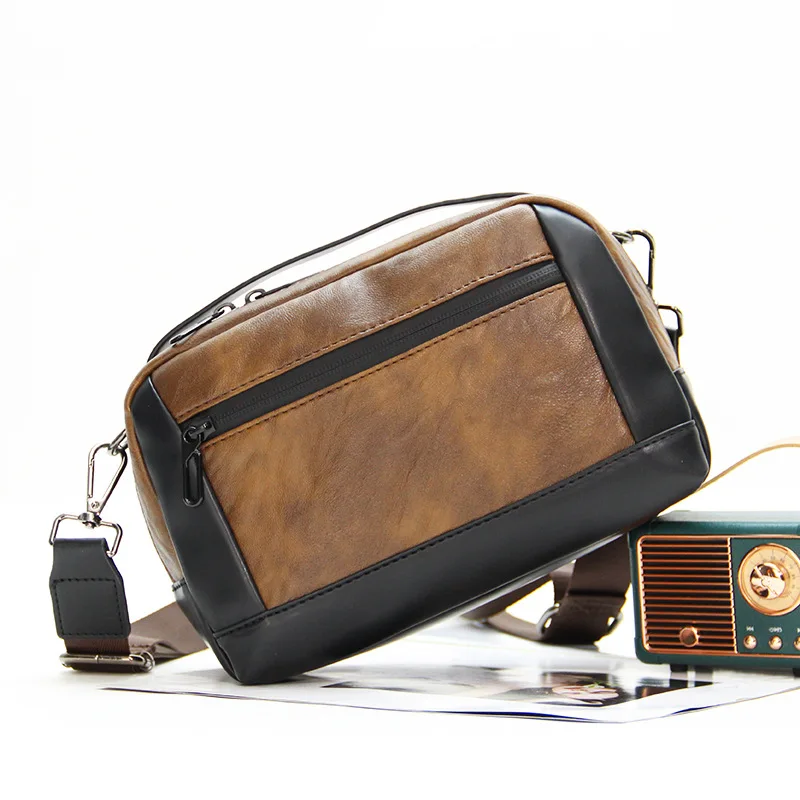 PU leather square shoulder bag for outdoor use, lightweight, large capacity, business casual, commuter crossbody bag