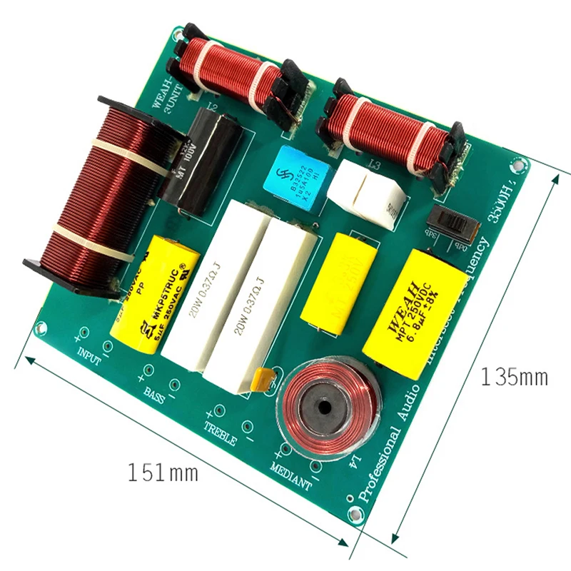 300W 3 Way Hi-Fi Speaker Frequency Divider Crossover Filters