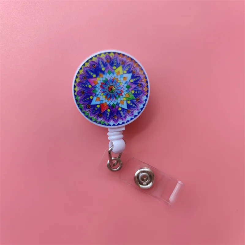 Mandala Ausziehbarer Kartenhalter mit Schnalle für Damen, Geschäfts-Ausweisklammer, Kartenhalter für Mädchen, Ärzte, Krankenschwestern, Ausweishalter – Detail 32