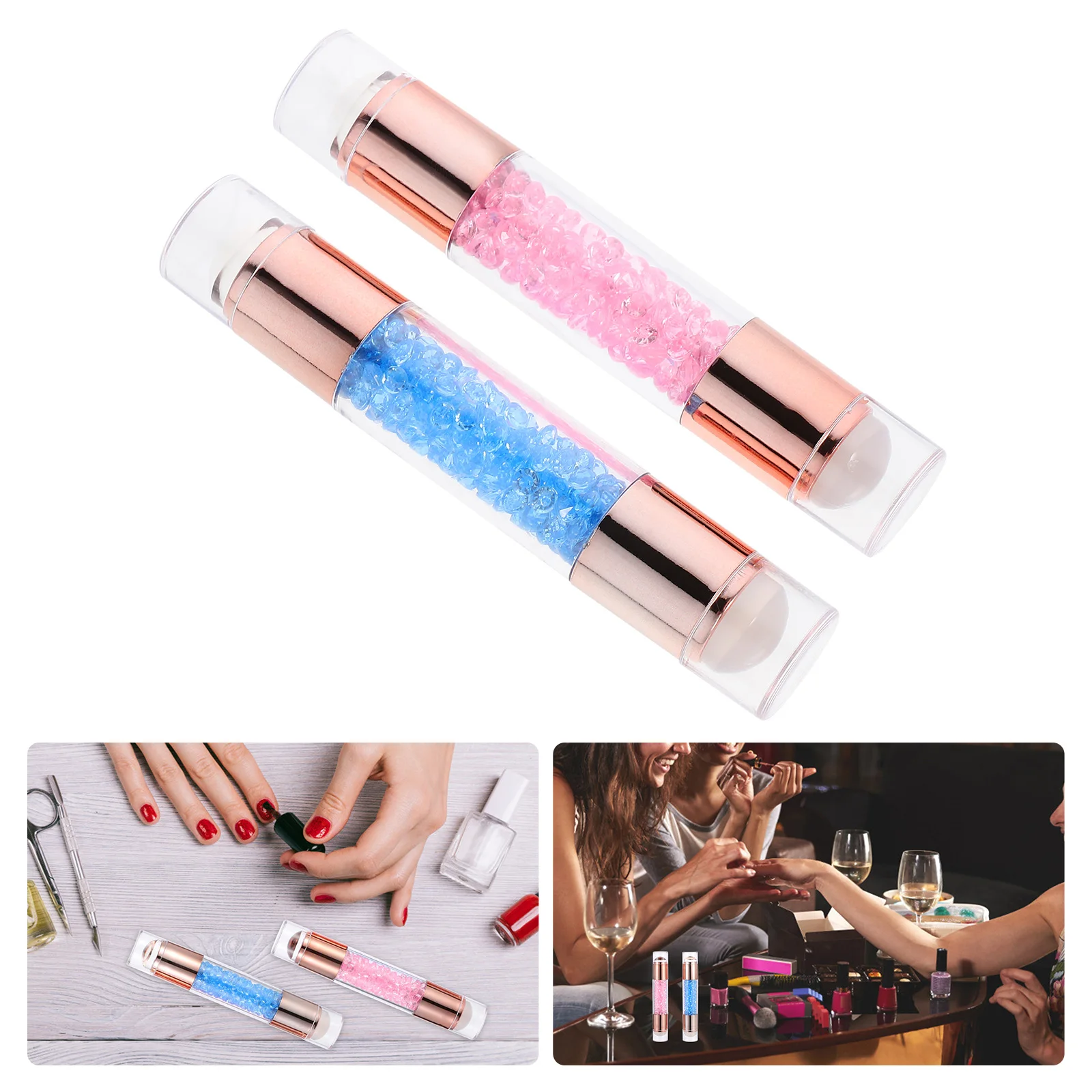 2pcs Double Headed Small Seal Transparent Milky White Electric Plating Drills Nail Tools Manicure Stamper Nail Seal DIY Tool