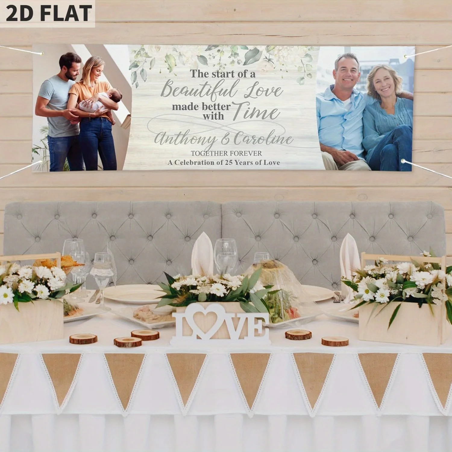 Let's Make Memories Personalized Banner Party Decorations, for Wedding, Anniversary, Engagement, Customized Celebration Banner
