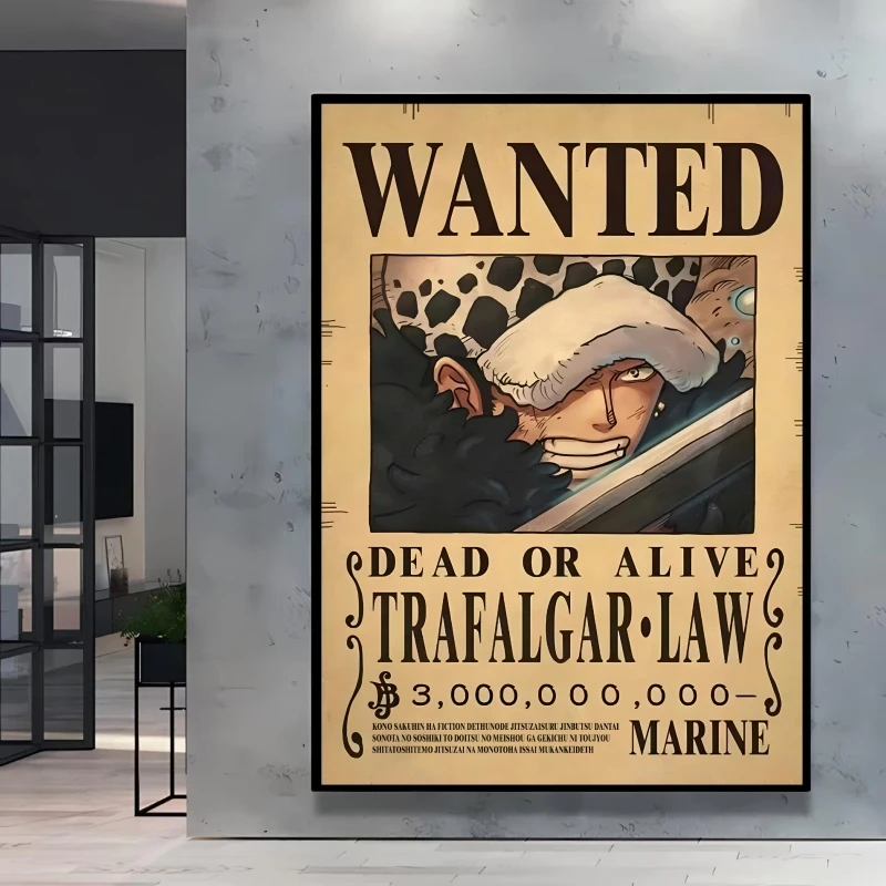 High Quality Canvas One Piece Luffy Bounty Wanted Themed Decor Poster Bright and Clear Colors Anime Home Room Wall Decorative view 5
