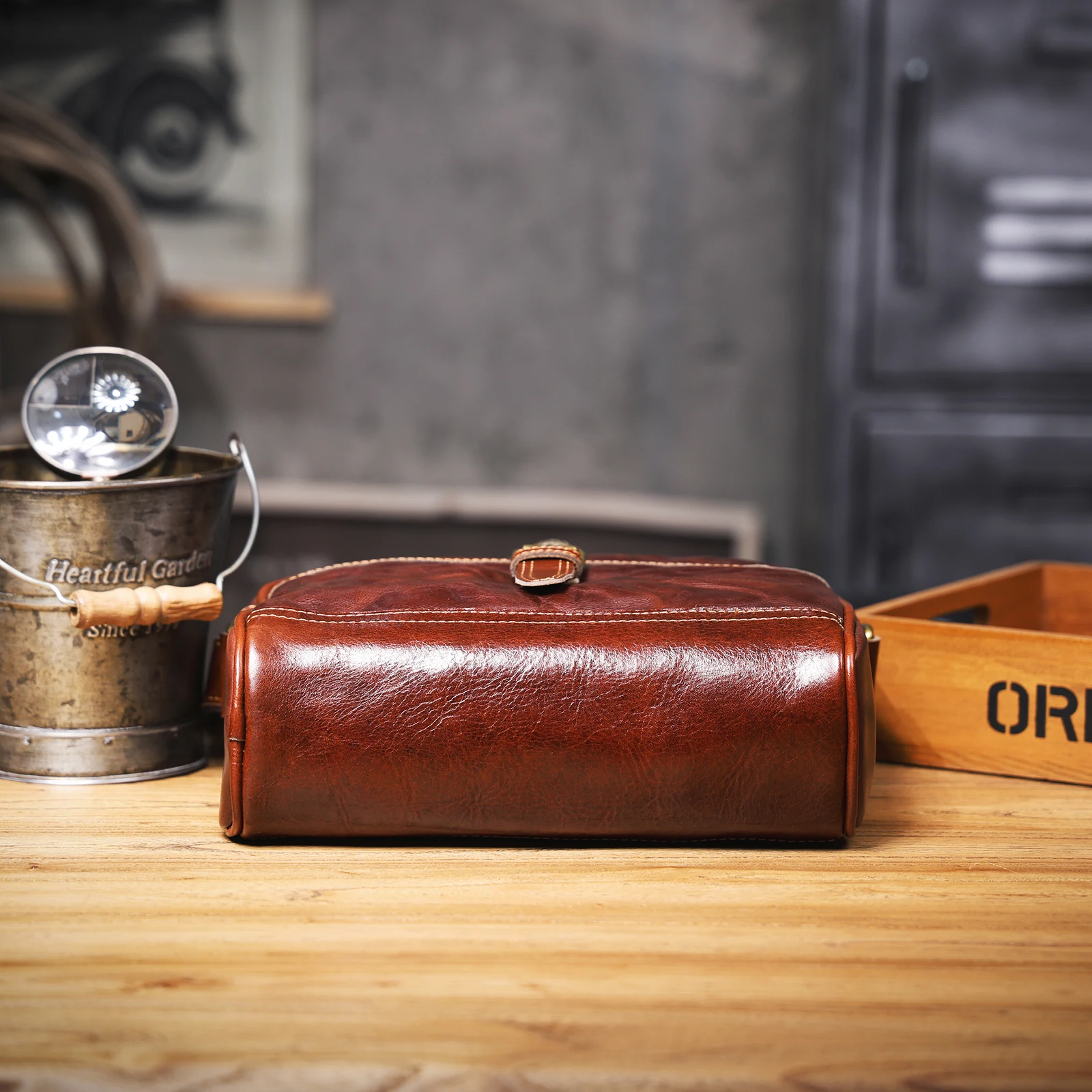 S.WORKER Vollnarbenleder-Umhängetasche für Herren Vintage Echtleder Herrenmode Schultertasche Messenger Bag – Detail 19