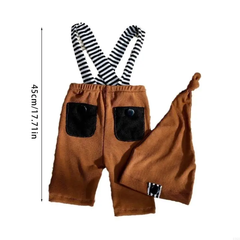 D5QA 2 قطعة سروال مربوط لحديثي الولادة مع قبعة دعائم للتصوير الفوتوغرافي مجموعة قلنسوة معقودة ناعمة وسراويل عامة لالتقاط الصور #6