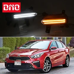 Car LED 12V Daytimes Running Headlamps For Kia K3 Cerato Forte 2019 -2023 Daylights Yellow Turn Signal DRL Car Foglamps