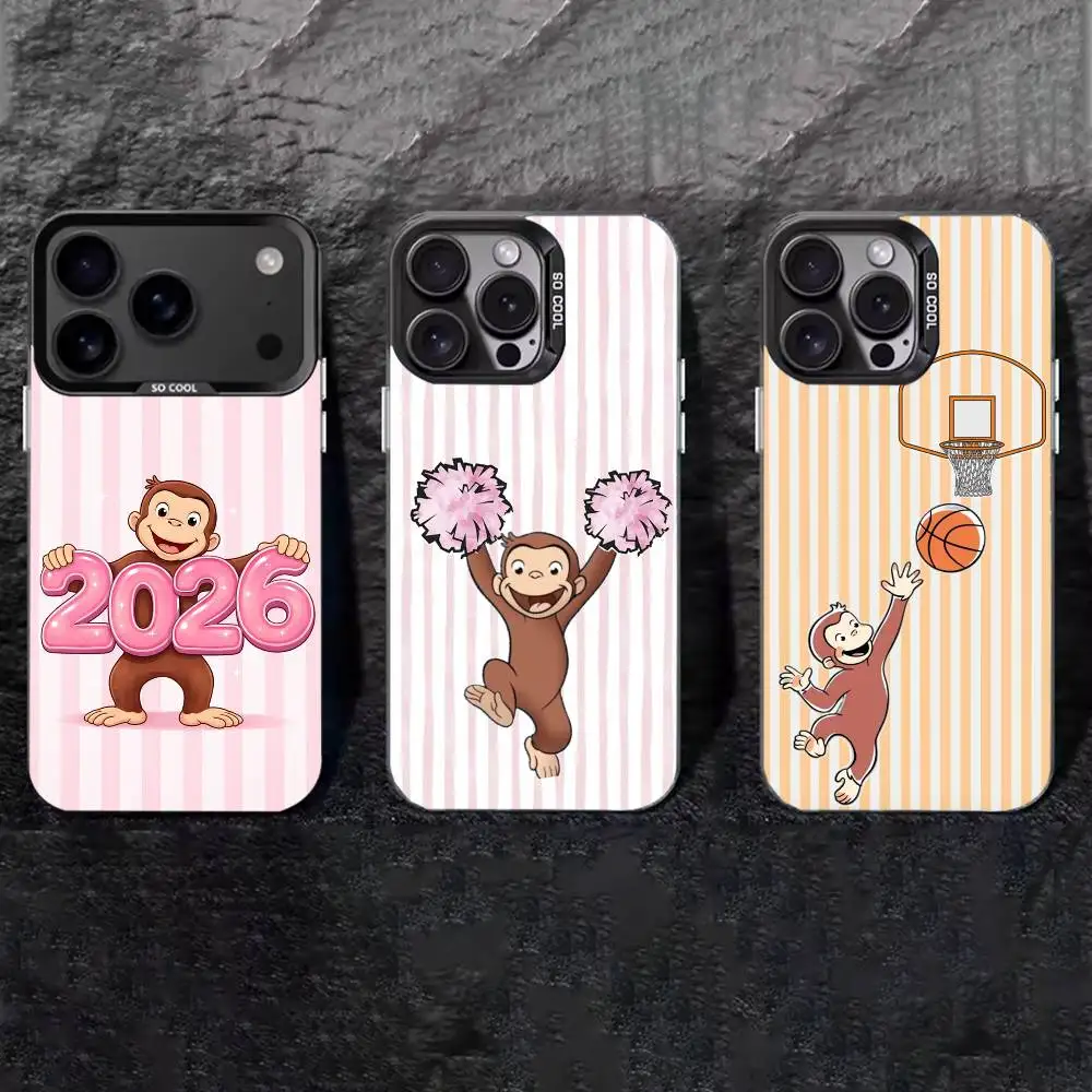 

Mokey C-Curious G-Georges Phone Case For iPhone 17,16,15,14,13,12,11 Plus,Pro Max,XS,Colored silver phone case