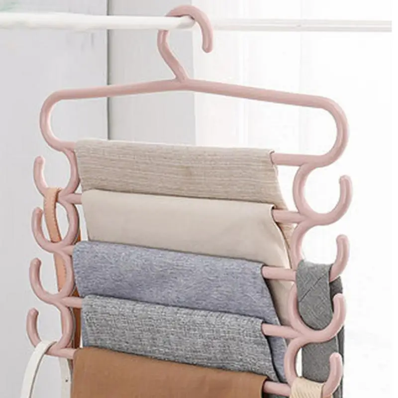 Multiple Pants Hangers Multi-functional 5 Tiers Magic Pants Hangers Rack Pants Rack Scarf Hanger Closet Space Saving Magic Pants