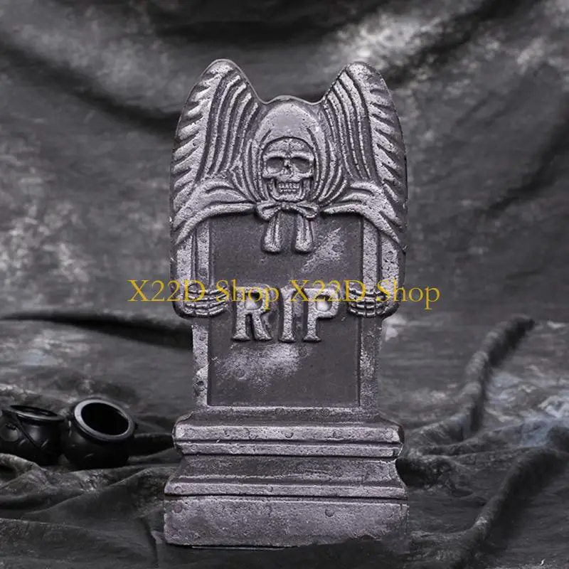 X22D Lawn and Porch Grave Marker Display, 5 Piece Foam Stone Look Yard Set for Garden Entry, Party Scenes, Fall Design, and