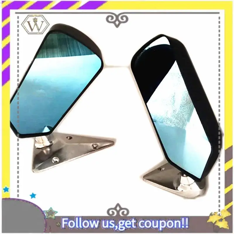 ABXV-2PCS Universal Car Rearview Side Mirror Craft Square F1 Style With Blue Mirror Surface Metal Bracket Rear View Mirror